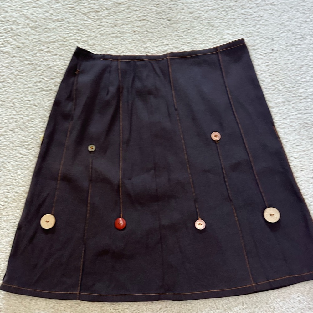 Whimsical Dark Brown Skirt with Button Accents